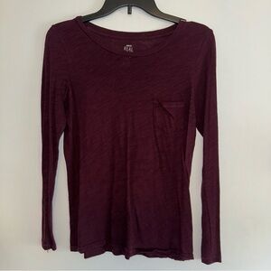 Aerie Burgundy Long Sleeve Fitted T-Shirt